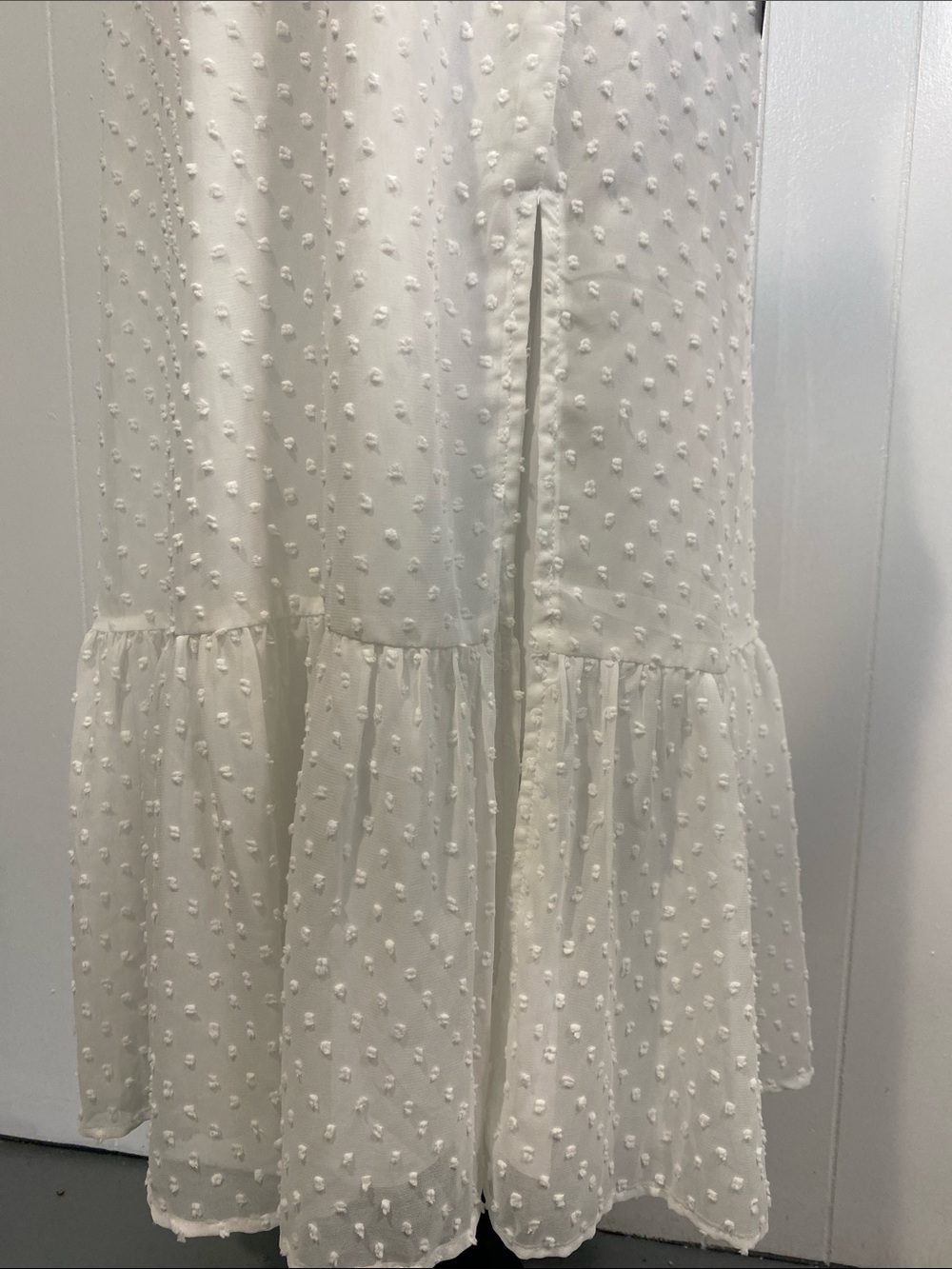 Lulu's Swiss Dot Maxi Dress Soft Girl Fairycore Beach Bridal Ivory White Large - Picture 7 of 15